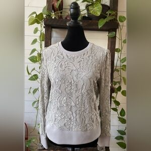 Worthington: Gray Lace Sweater